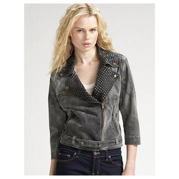 Current Elliot Studded Biker Denim Jacket - Picture 4 of 4